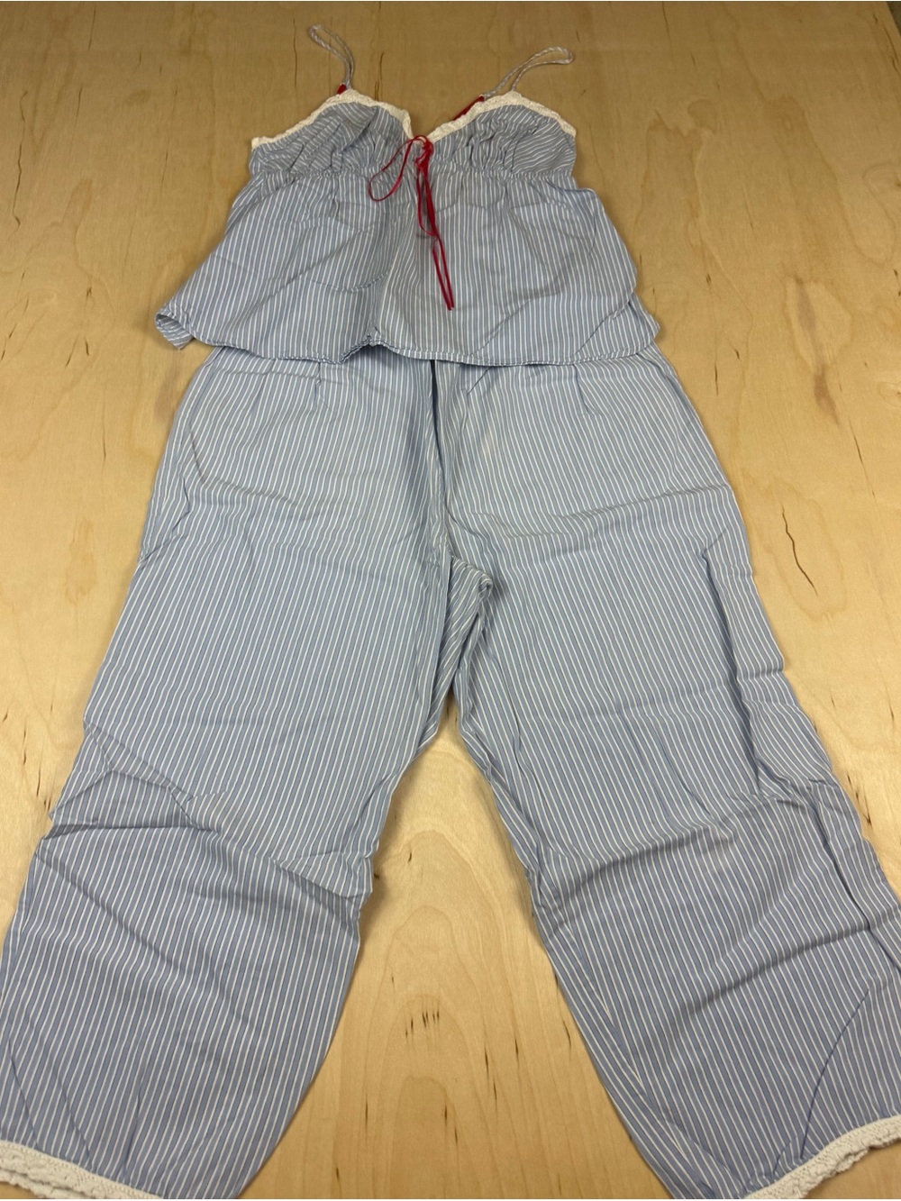 Victoria's Secret Light Blue & White Pinstripe Pajama Set